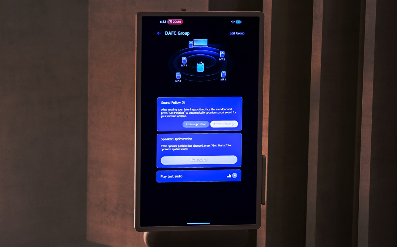 Capture d’écran de l’application LG ThinQ lors de la configuration de LG Sound Suite.