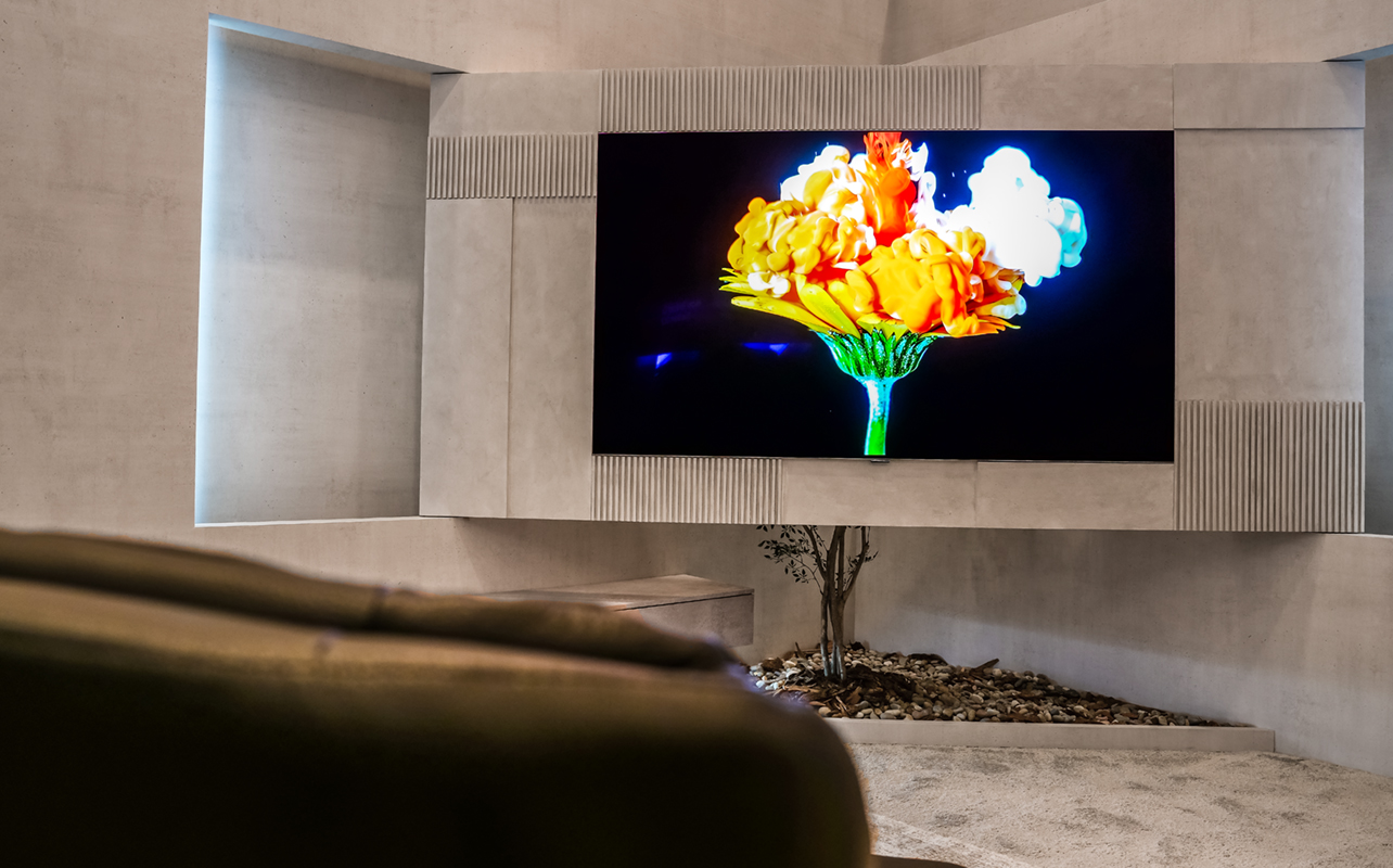 LG TV in living room space at CES 2026.