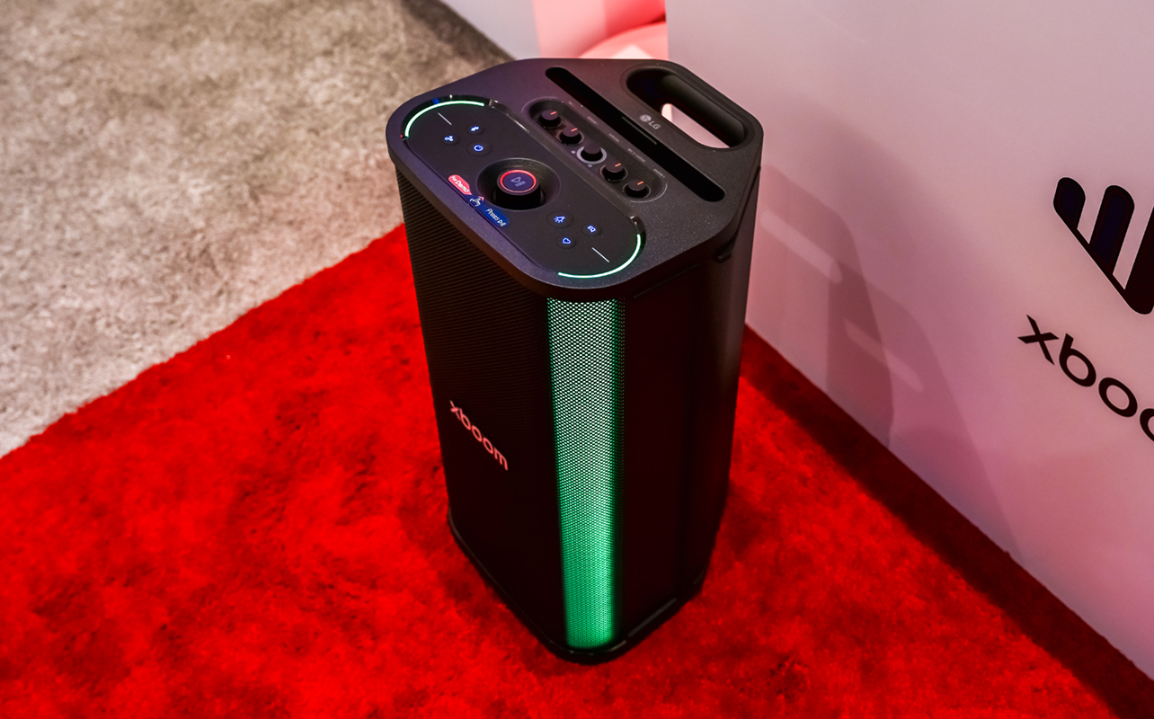 Haut-parleur xboom Stage 501 de LG au CES 2026.
