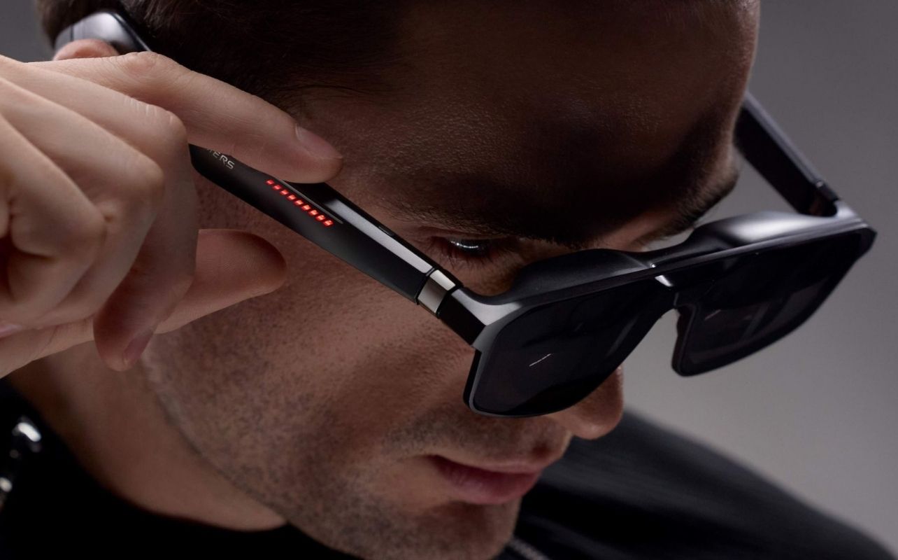 Wearing AR sunglasses.