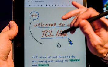 CES 2026: TCL unveils new AI-driven mobile devices TCL Note A1 pen input close-up view.