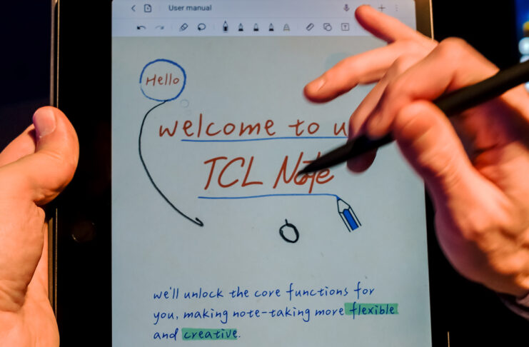 CES 2026: TCL unveils new AI-driven mobile devices TCL Note A1 pen input close-up view.