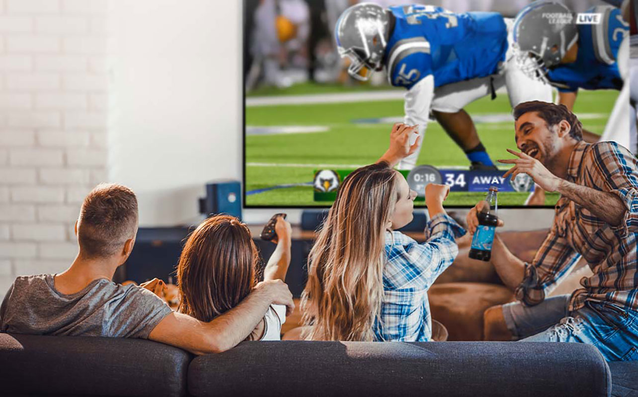 football watch party with friends at home