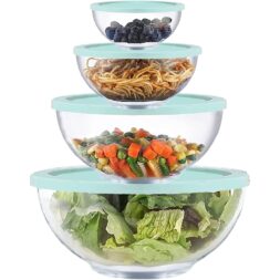 Glass mixing bowls with airtight lids
