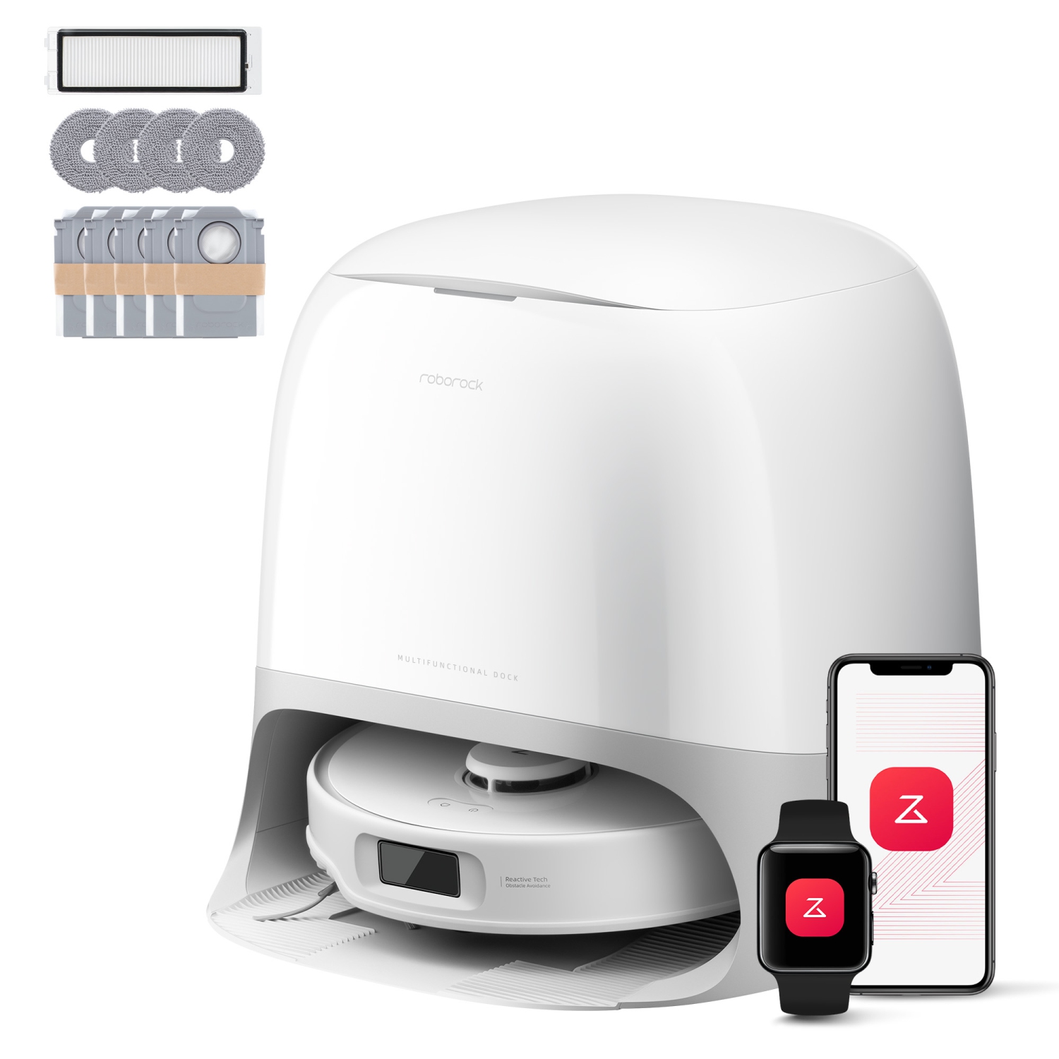 Roborock Qrevo Curv 5A1 Robot Vacuum and Mop with Zero-Tangling Design, FlexiArm Tech & Hands-Free Dock, Auto Mop Lifting, Pet Friendly