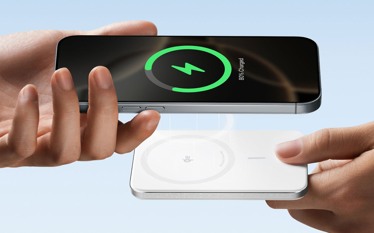 MagSafe power bank charging an iPhone