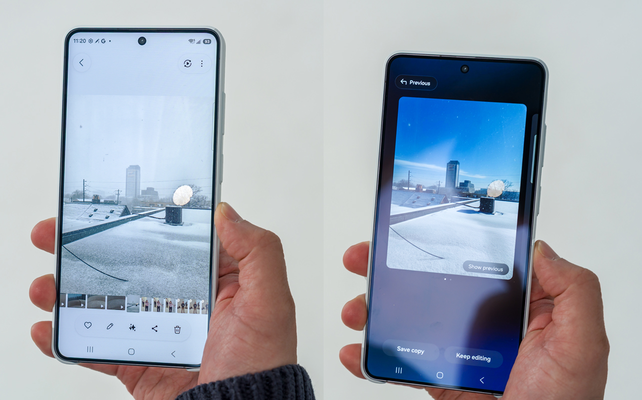 Un avant et après de la fonction AI Create du Galaxy S26 Ultra de Samsung.