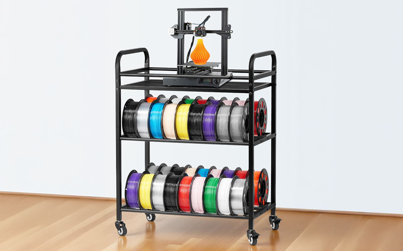 3D printer with multiple filament spools storage