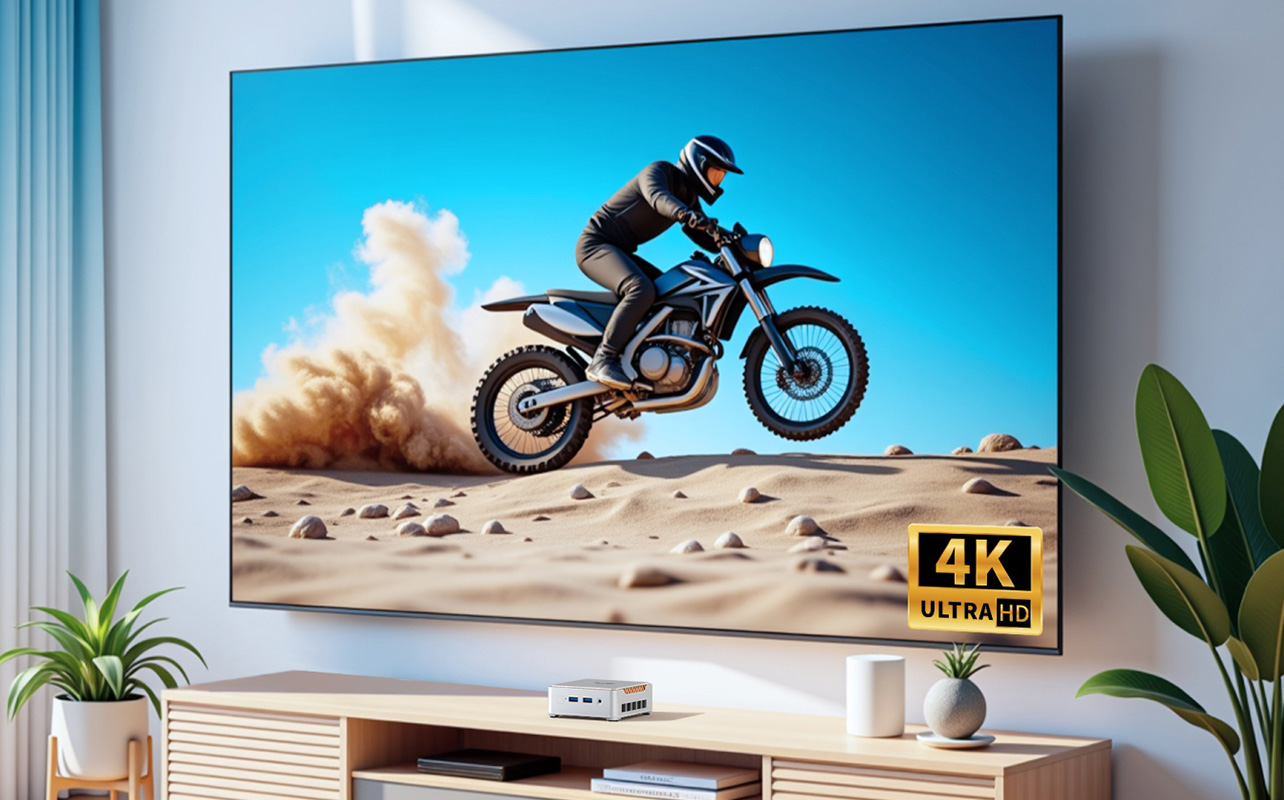 Mini PC connected to 4K TV