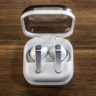 Samsung Galaxy Buds4 Pro open case on a table.