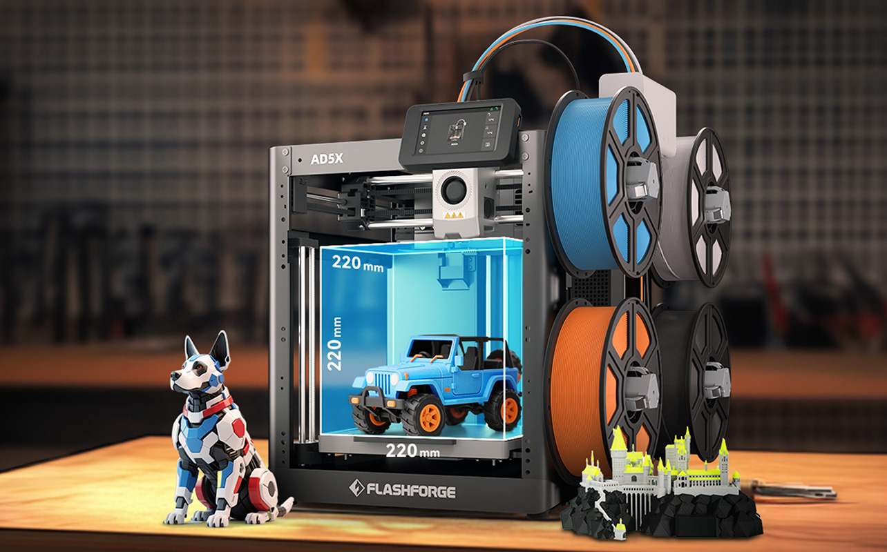 3D printer printing a jeep