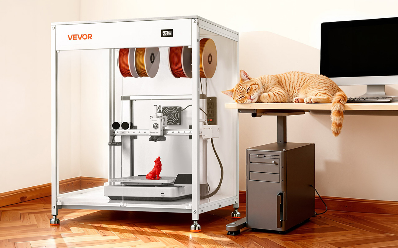 3D printer connected to a desktop computer