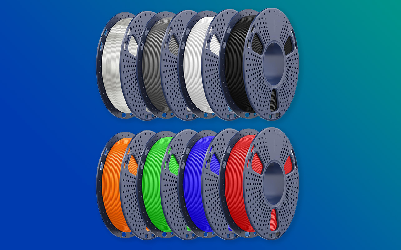 Coloured PLA filament spools for 3D printing