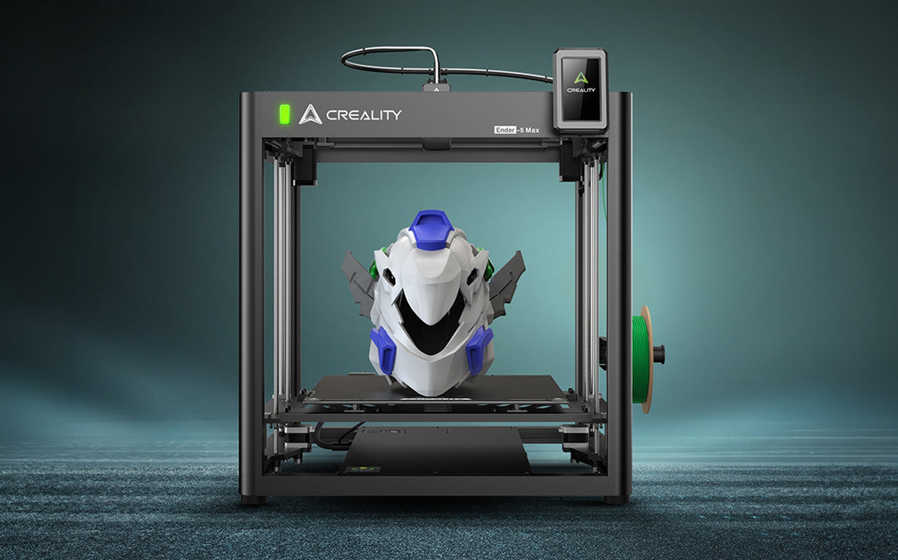 Creality 3D printer printing a robot head