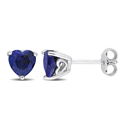 Blue sapphire heart solitaire earrings