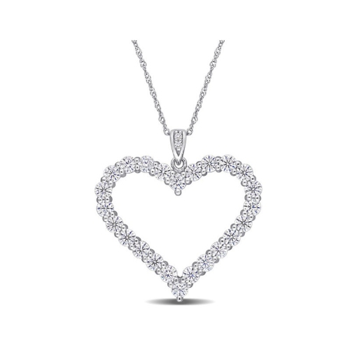 2.40 Carat (ctw) Lab-Created Moissanite Heart Pendant Necklace in Sterling Silver with Chain