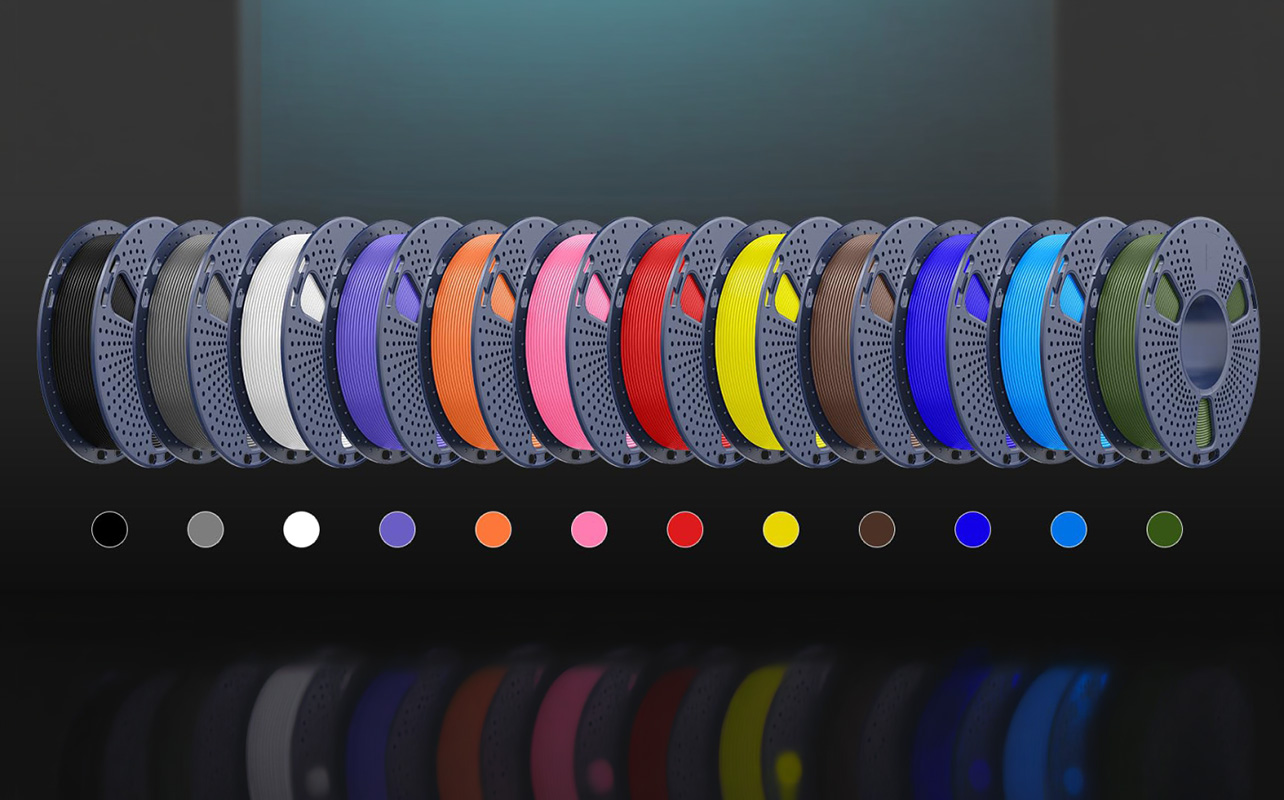 Multiple coloured 3D printer filament spools