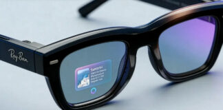 Ray-Ban Meta smart glasses with built-in display.