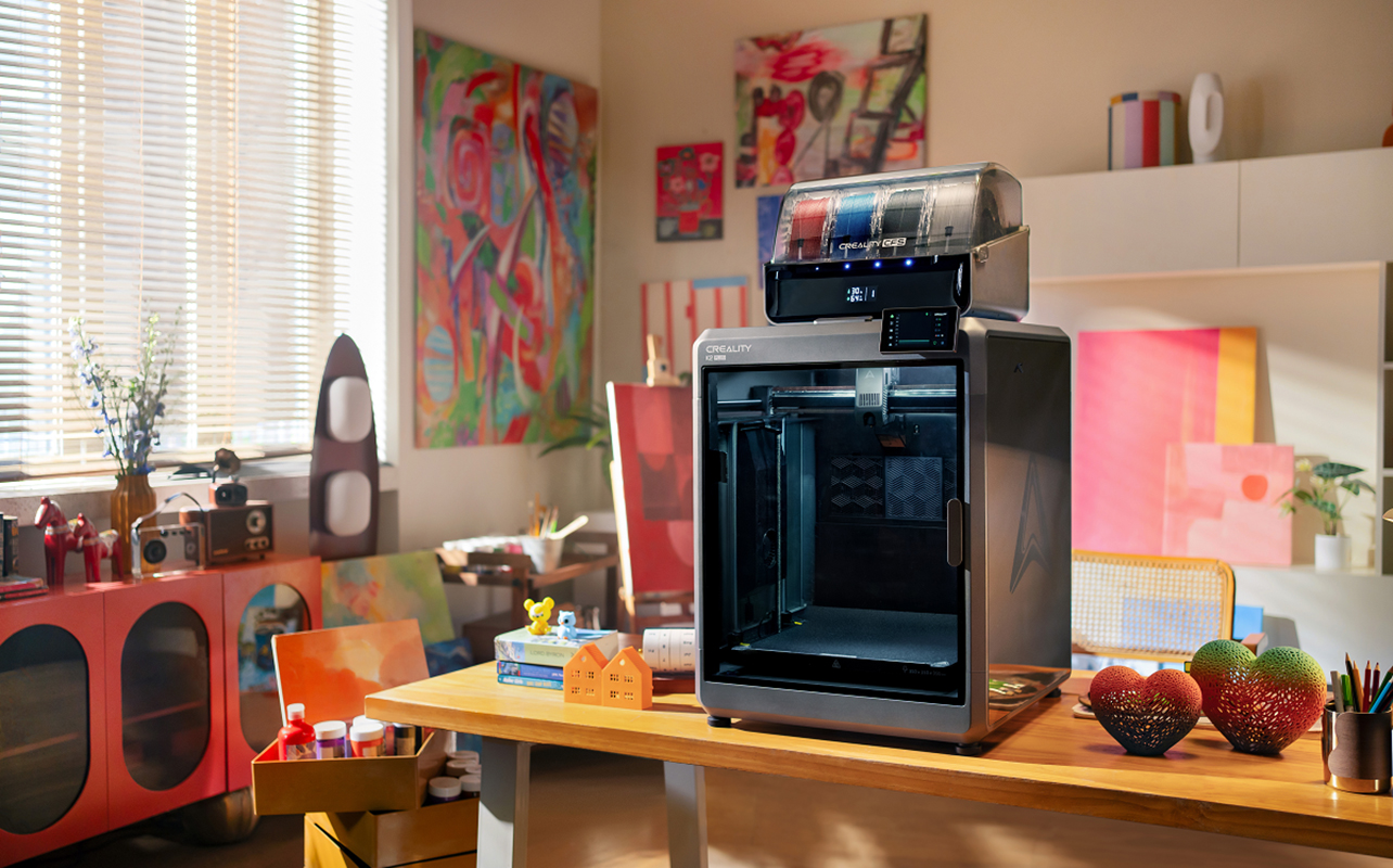 Creality K2 3D printer in a kid's room.
