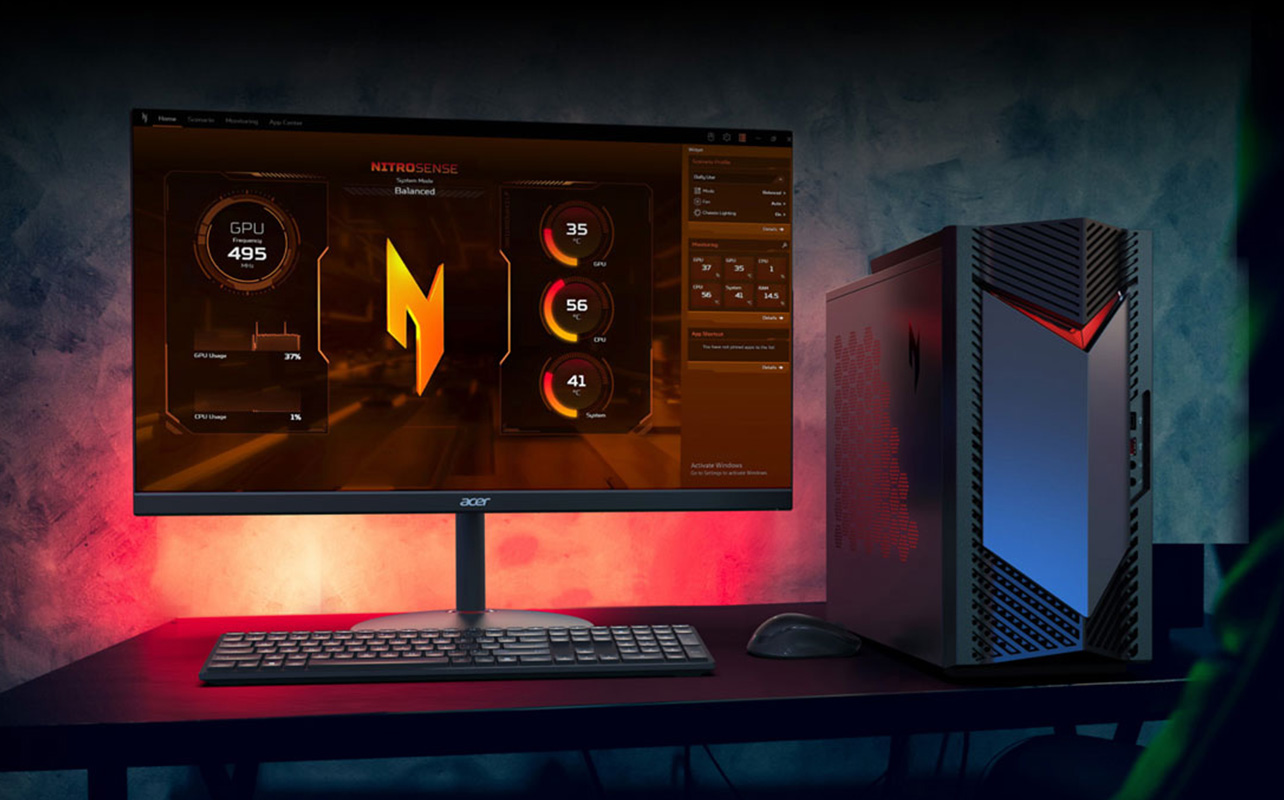 Acer gaming desktop and monitor