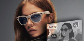 Woman wearing Ray-Ban Meta for translation.