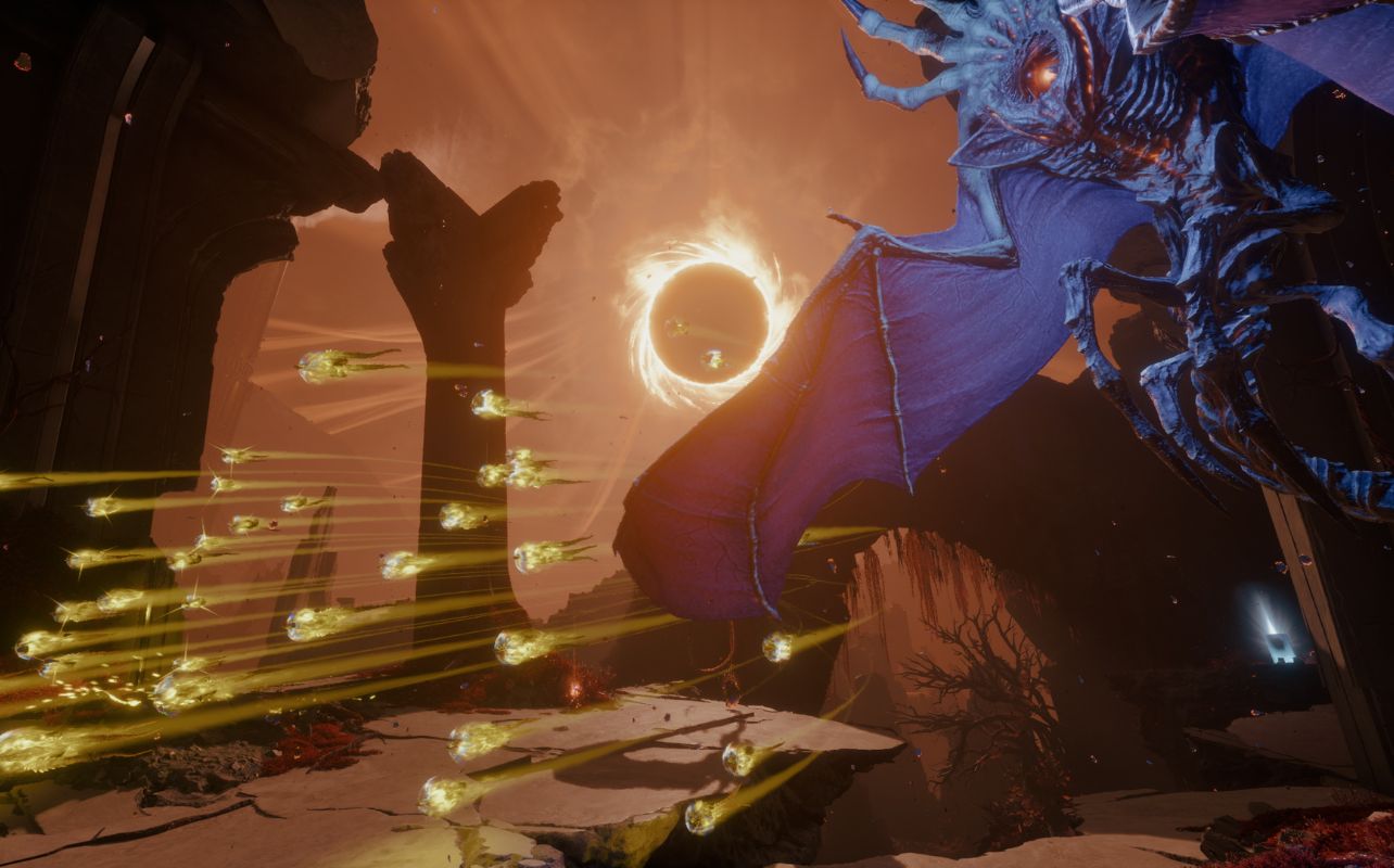 Capture de Saros avec une éclipse et un extraterrestre tirant des projectiles.