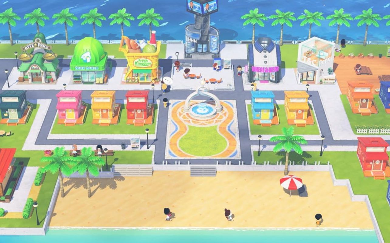 Tomodachi Life Living the Dream screenshot with a big developed island.