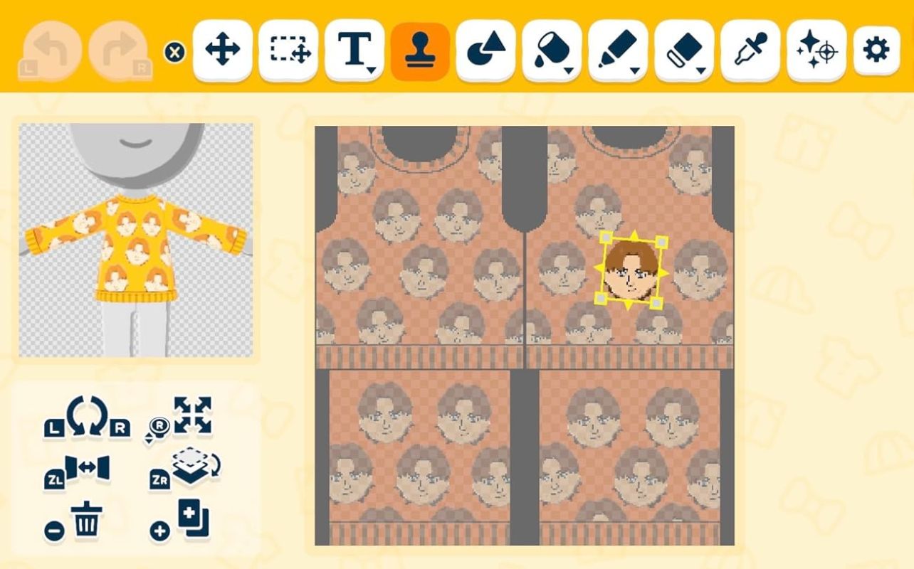 Tomodachi Life Living the Dream screenshot with a design menu.