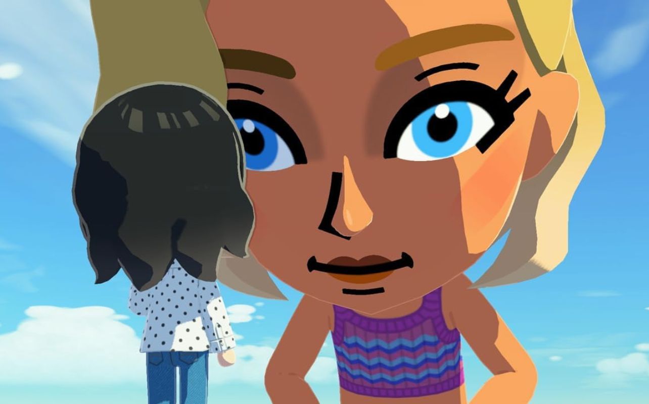 Tomodachi Life Living the Dream screenshot with a big character look at a smaller one.