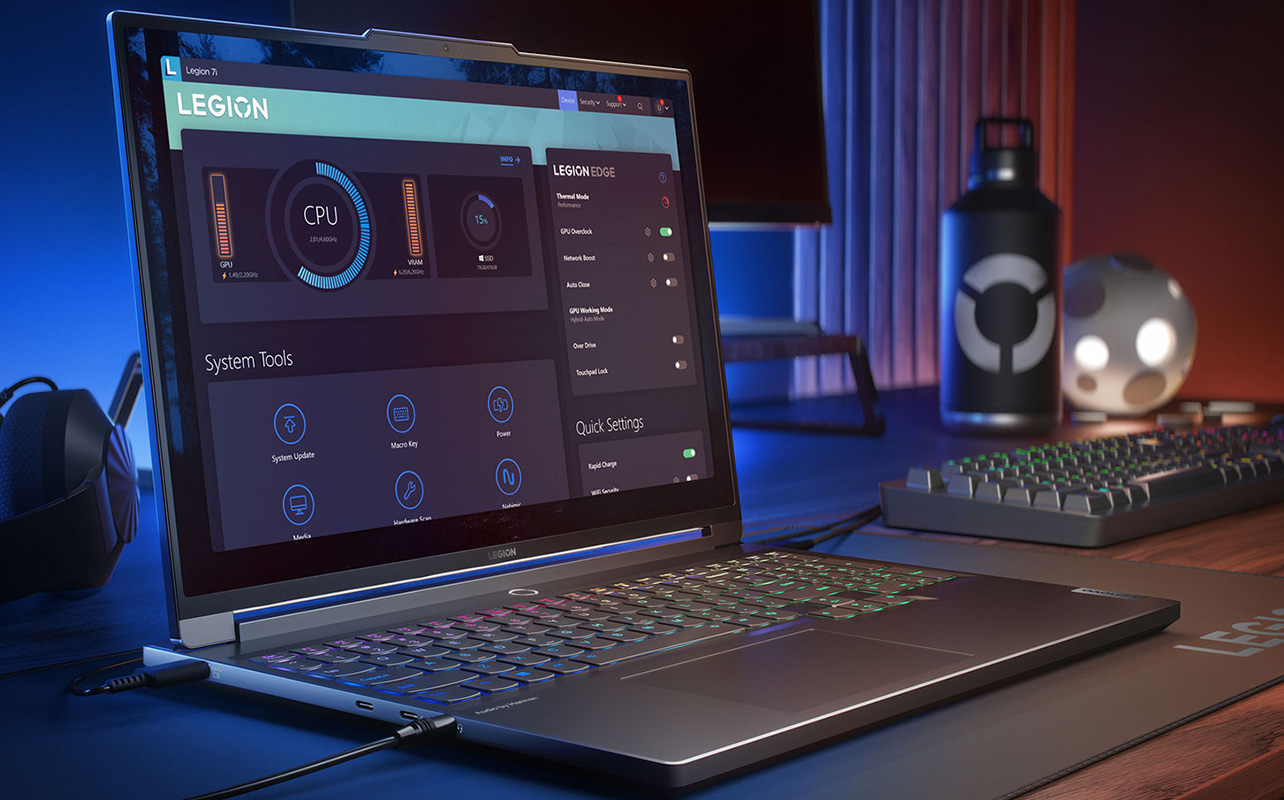 Gaming laptop showing CPU usage