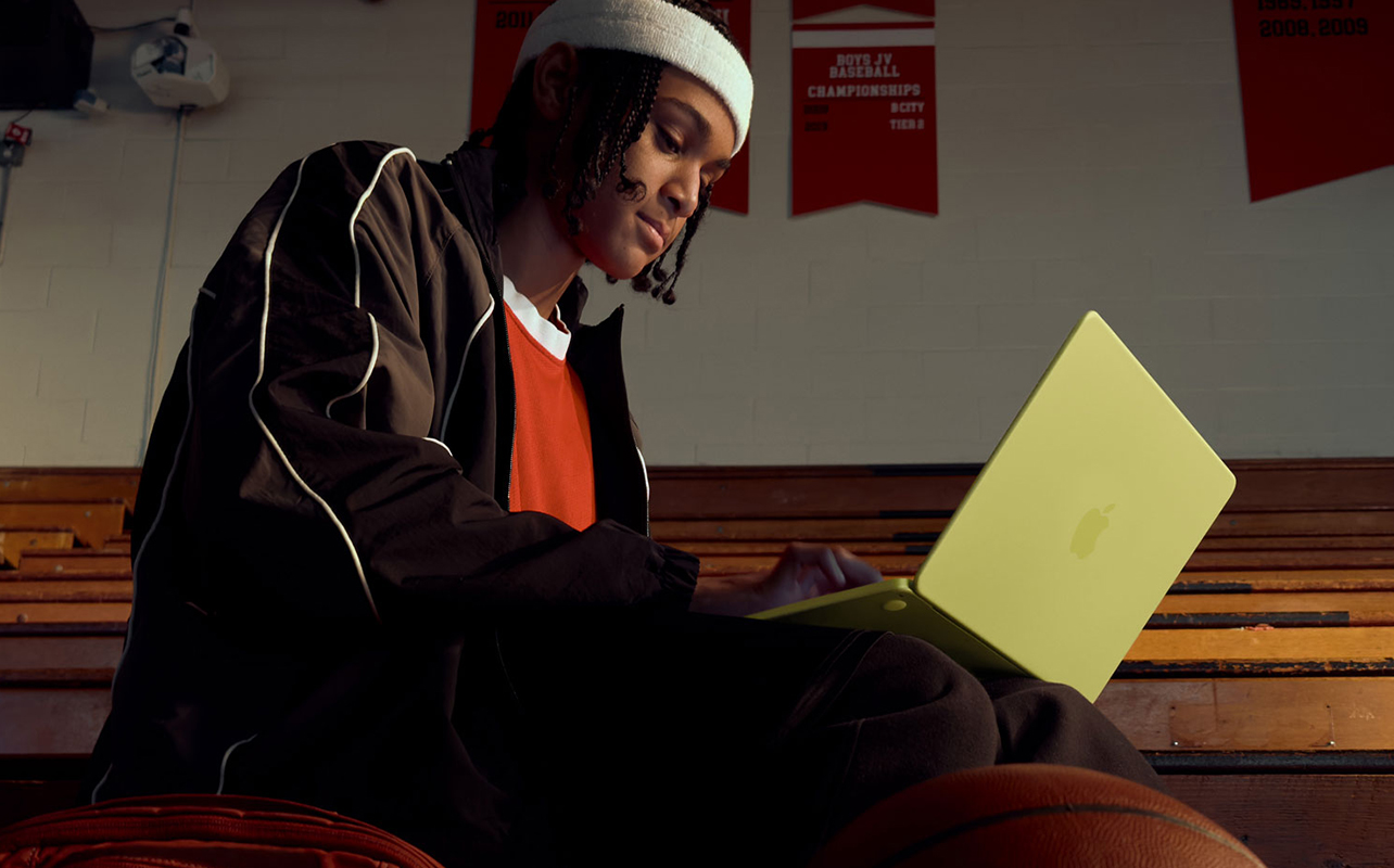 Student using MacBook Neo