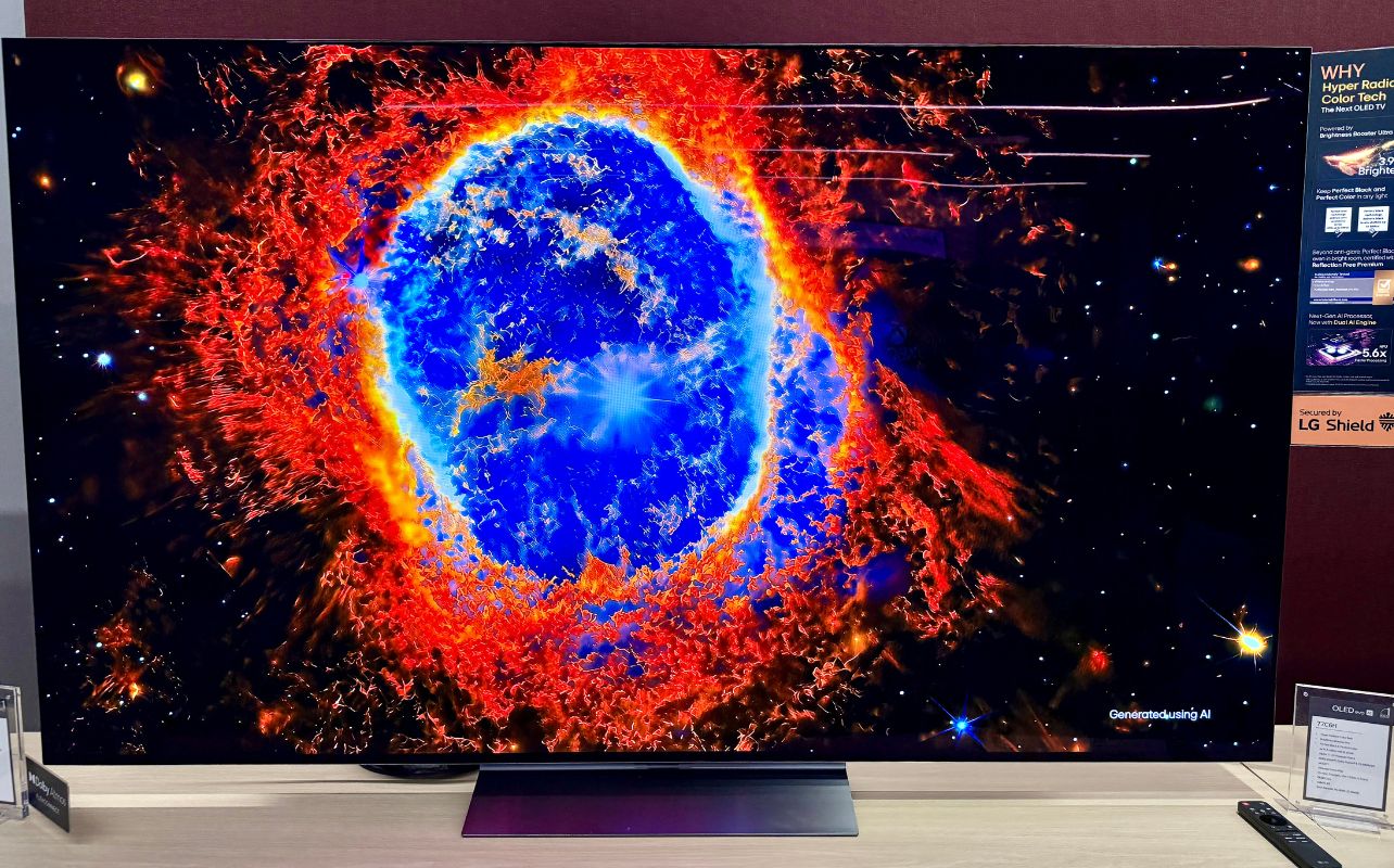 An LG OLED TV with brilliant colours on it.