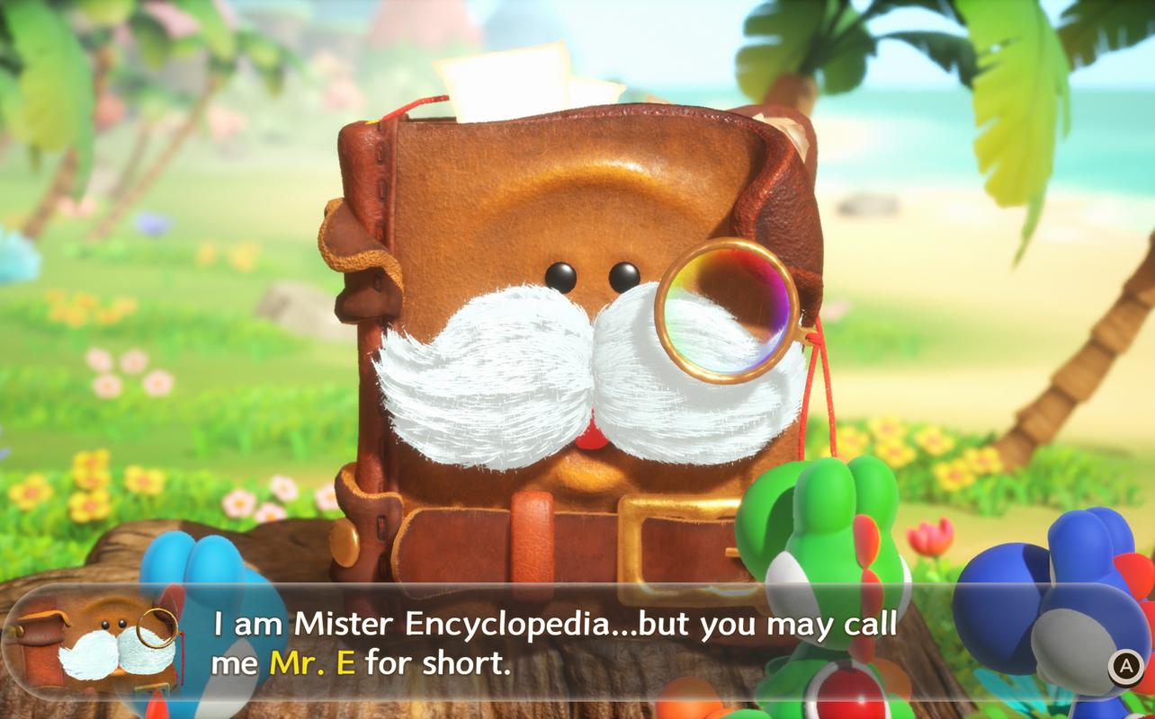 Mr. E’s book in Yoshi and the Mysterious Book on Nintendo Switch 2.