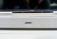 Bose Lifestyle Ultra Soundbar up close.
