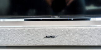 Bose Lifestyle Ultra Soundbar up close.