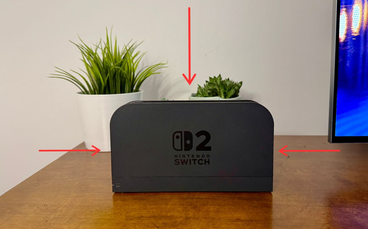 Nintendo Switch 2 Dock with the right space around it.