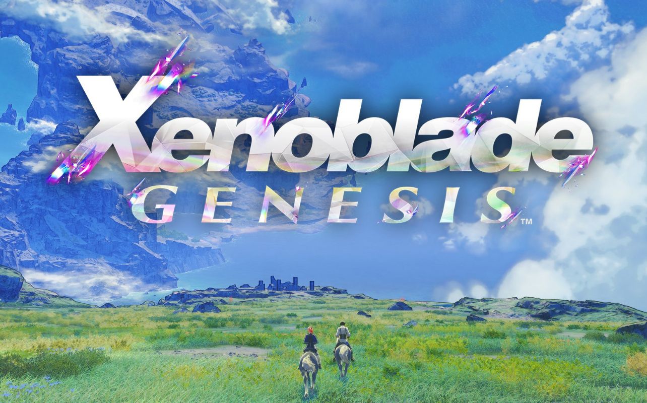 Xenoblade Genesis key art with two characters on horses.