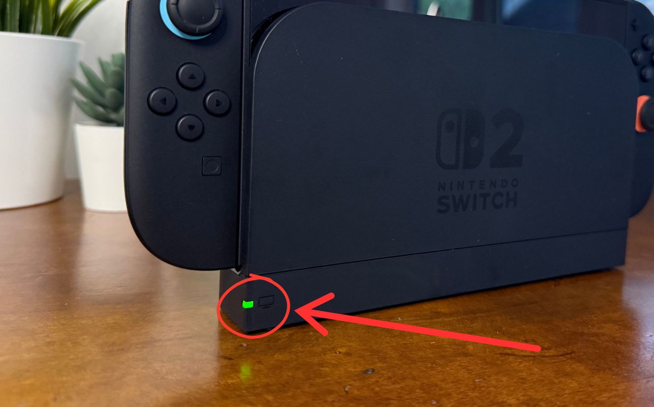 The Nintendo Switch 2 dock indicator light.