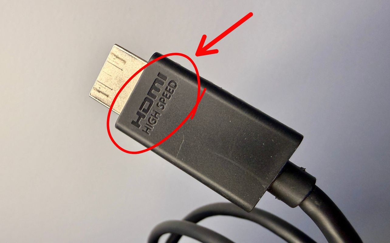 Nintendo Switch 2 HDMI Ultra-High-Speed cable close-up.