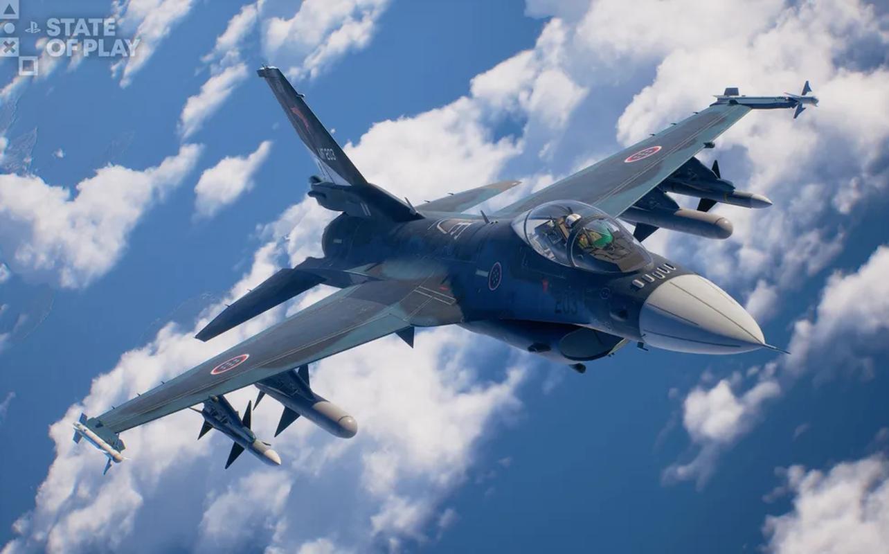 Ace Combat 8: Wings of Theve image showing a fighter jet flying above the clouds during the PlayStation State of Play June 2026 showcase.