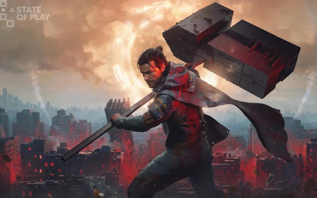 Control Resonant artwork showing Dylan Faden carrying the Aberrant weapon over his shoulder in a city setting.