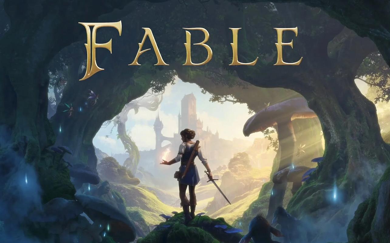 Fable key art showing a hero standing in a fantasy forest with a castle in the distance