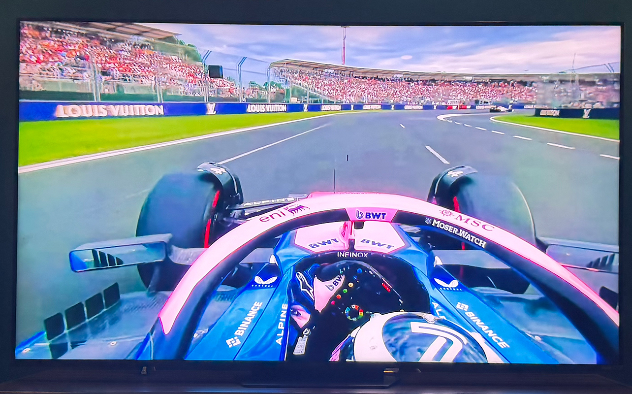 Formula 1: Drive to Survive playing on the Hisense 65UR9SG RGB mini LED TV.