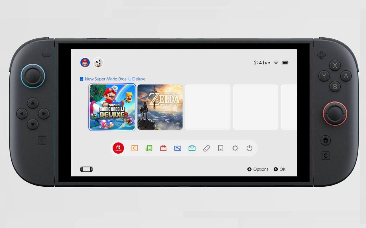 Nintendo Switch 2 home screen showing user profiles and installed games after a system transfer