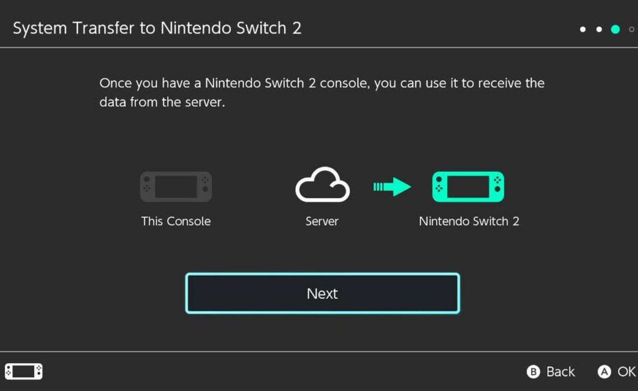 Nintendo Switch 2 System Transfer screen showing data being received from the server