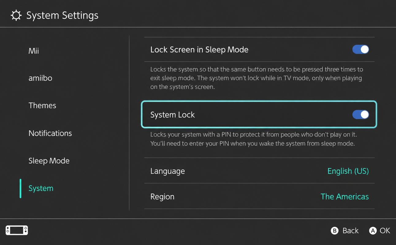 Nintendo Switch 2 System Settings screen showing language and region options
