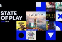 PlayStation State of Play June 2026 graphic showing God of War Laufey, Marvel’s Wolverine, Tomb Raider: Legacy of Atlantis, Until Dawn 2, Control Resonant, and MARVEL Tōkon: Fighting Souls.