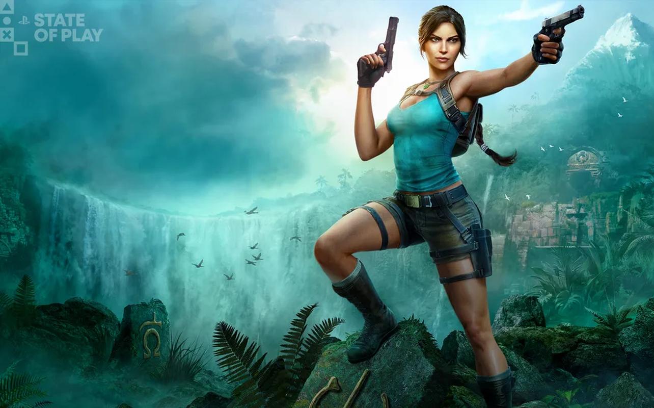 Tomb Raider: Legacy of Atlantis artwork showing Lara Croft holding two pistols in a jungle setting during the PlayStation State of Play June 2026 showcase.