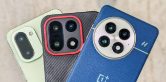 OnePlus phones fanned out together.