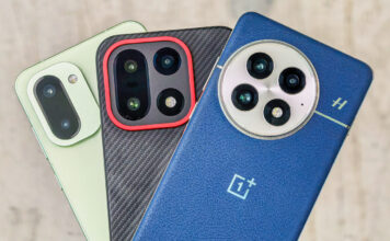 OnePlus phones fanned out together.